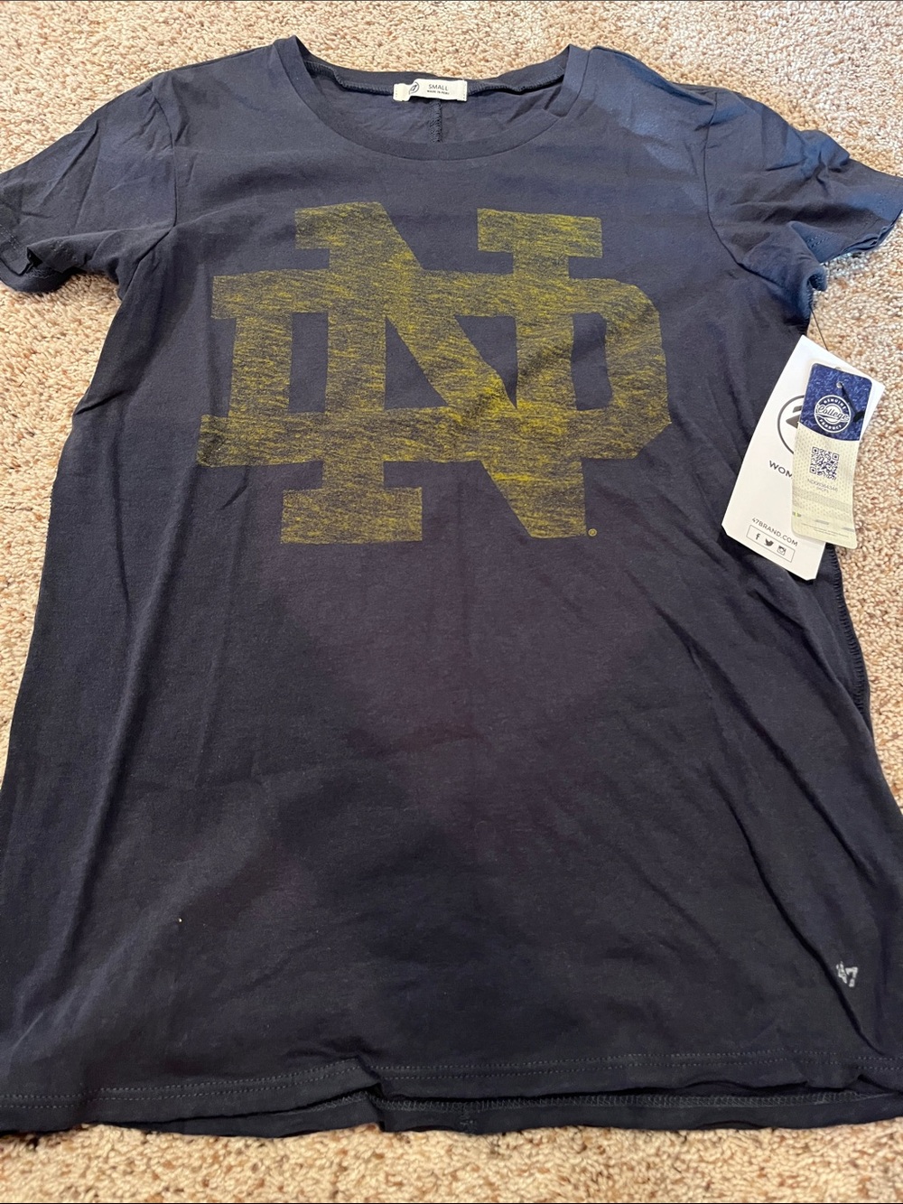 47 Navy Short-Sleeve Tee with Faded Gold Notre Dame Logo